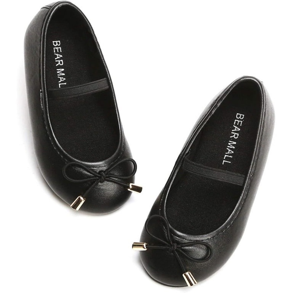 BEAR MALL Mary Jane Ballet Flats, Black, Toddler Girl 24 / 8.5